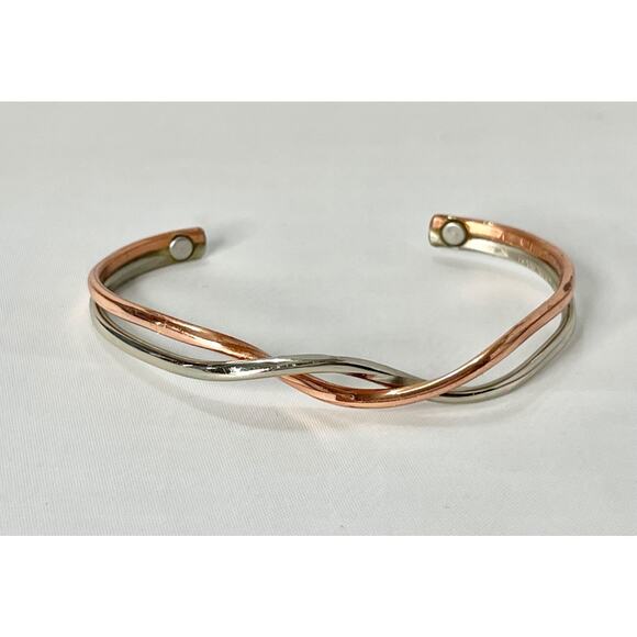 Sergio Lub "Life's Force" Magnetic Copper & Silver Signed Cuff Bracelet 6" - Picture 4 of 10